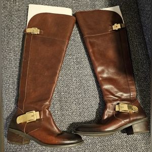 Brown knee high riding boots